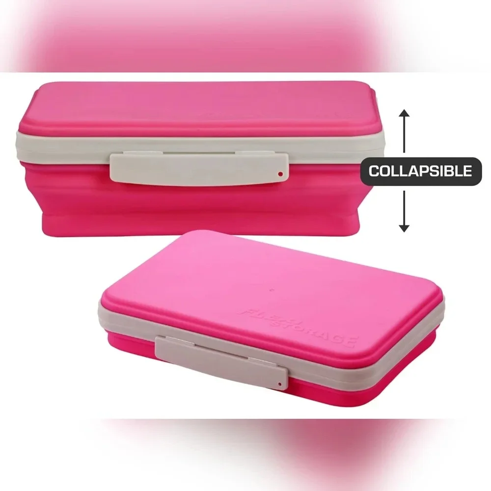 It's‎ Academic Grey Rubber Flexi Storage Box Collapsible Pencil & Supply Case